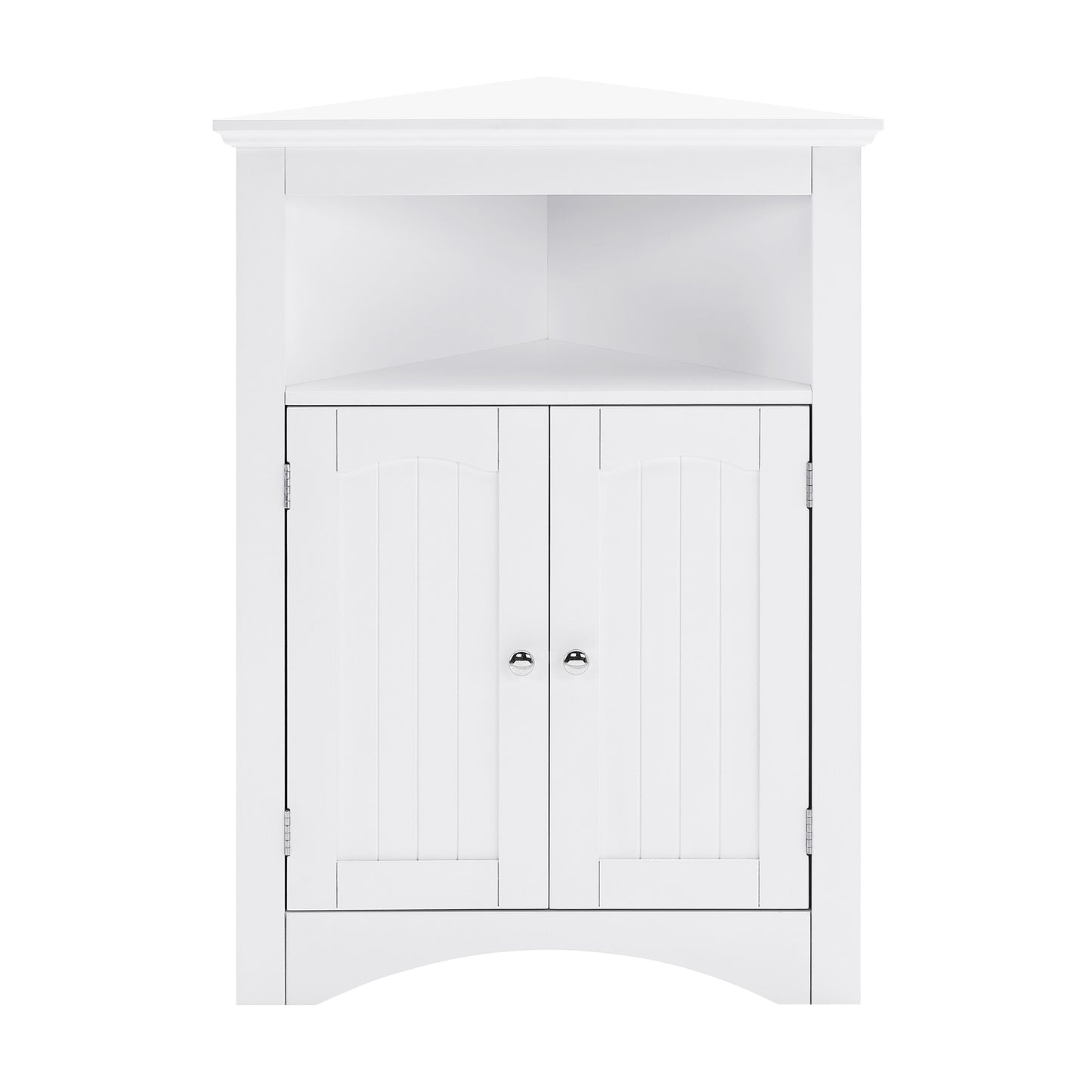 VIYET 32" Multifunctional Corner Cabinet - White MDF, Freestanding, Doors & Adjustable Shelves(Bathroom/Kitchen/Living Room Organizer)
