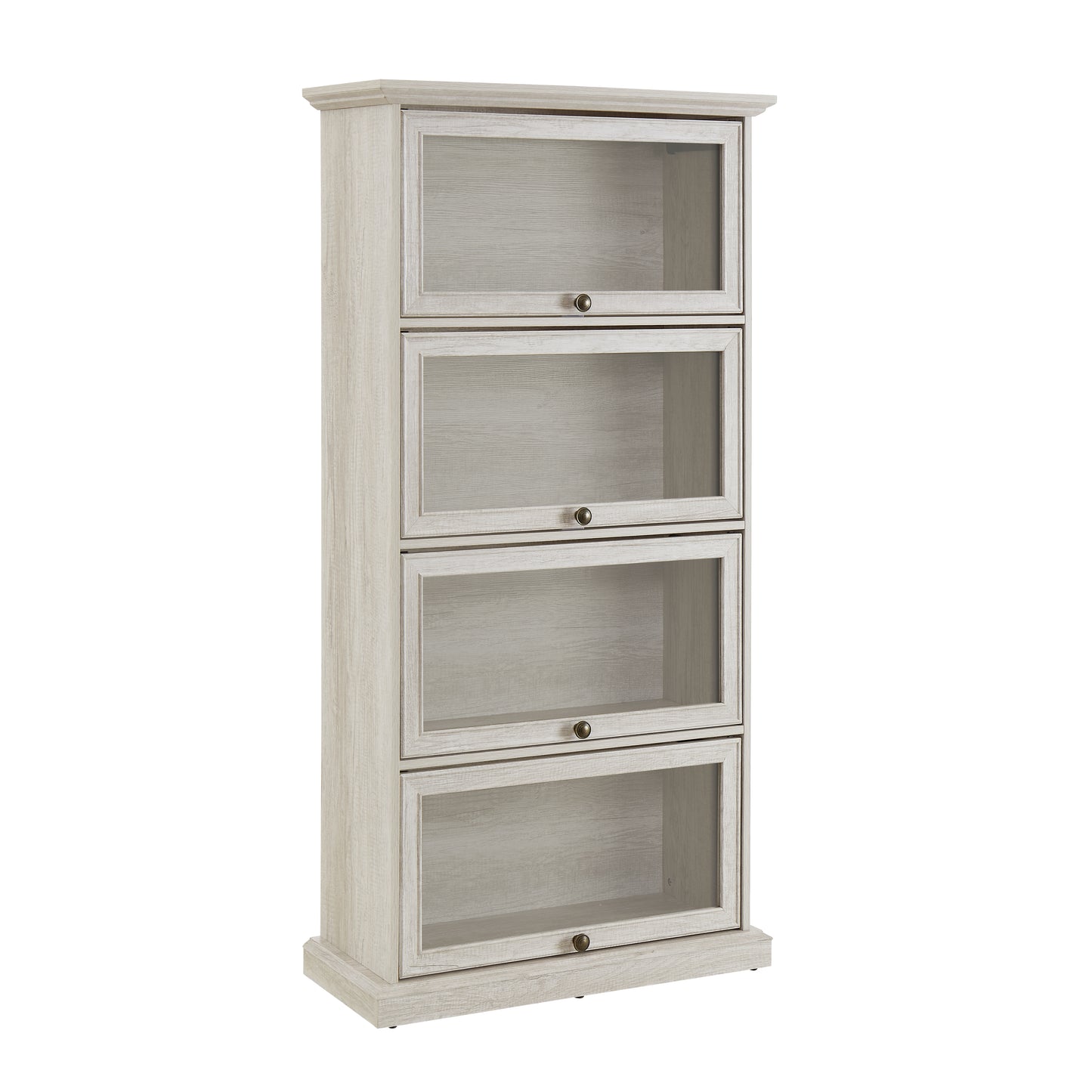 VIYET 63" 4-Tier Glass Display Cabinet, White MDF+Tempered Glass Curio Cabinet (Flip-up Doors for Collectibles/Toys/Books)