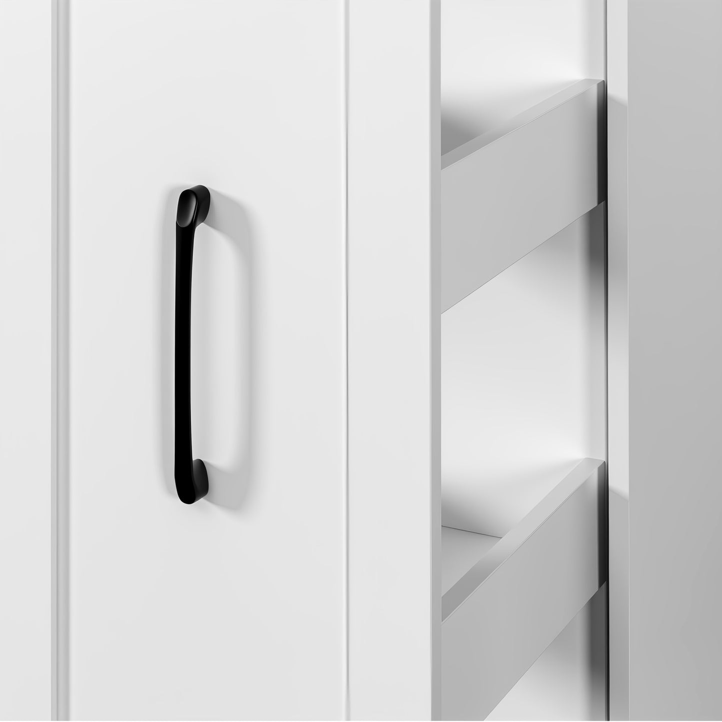 VIYET 71" Slim Rolling Storage Cart, White Wood Narrow Kitchen Organizer (6-Tier Shelf with Handle & Wheels for Small Spaces)