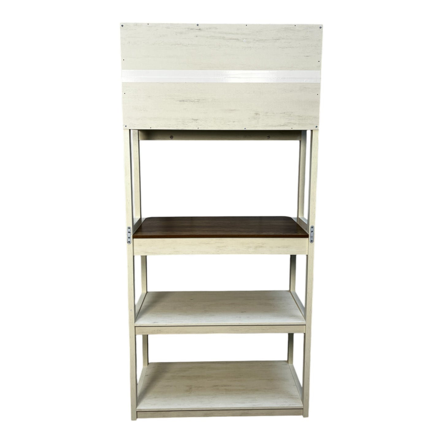 VIYET 67" 5-Tier Bakers Rack (White & Rustic Brown), Particle Board Kitchen Storage Shelf (Microwave Stand & Coffee Bar Organizer)