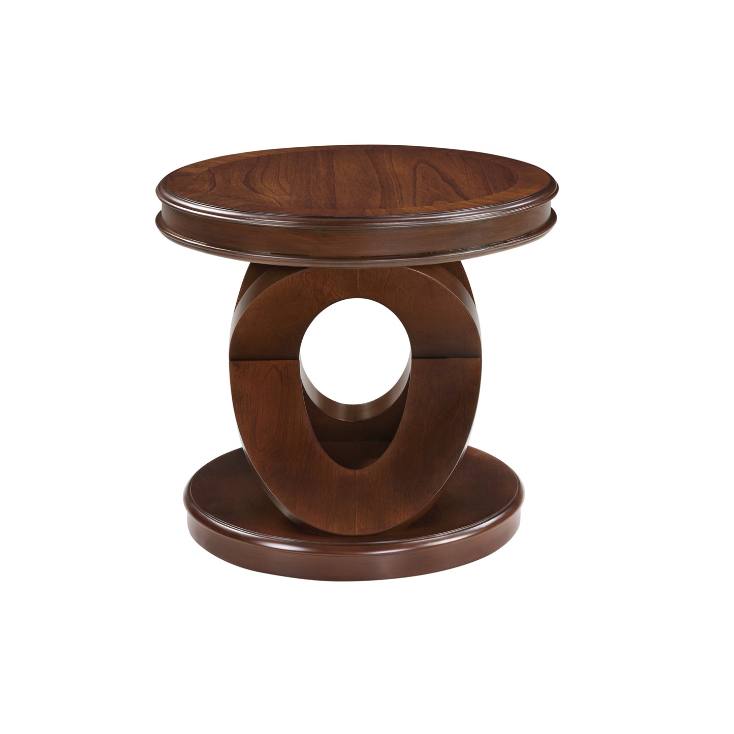 VIYET 20" Retro Round Wooden End Table - X-Shape Base, Solid Wood Veneer, Walnut