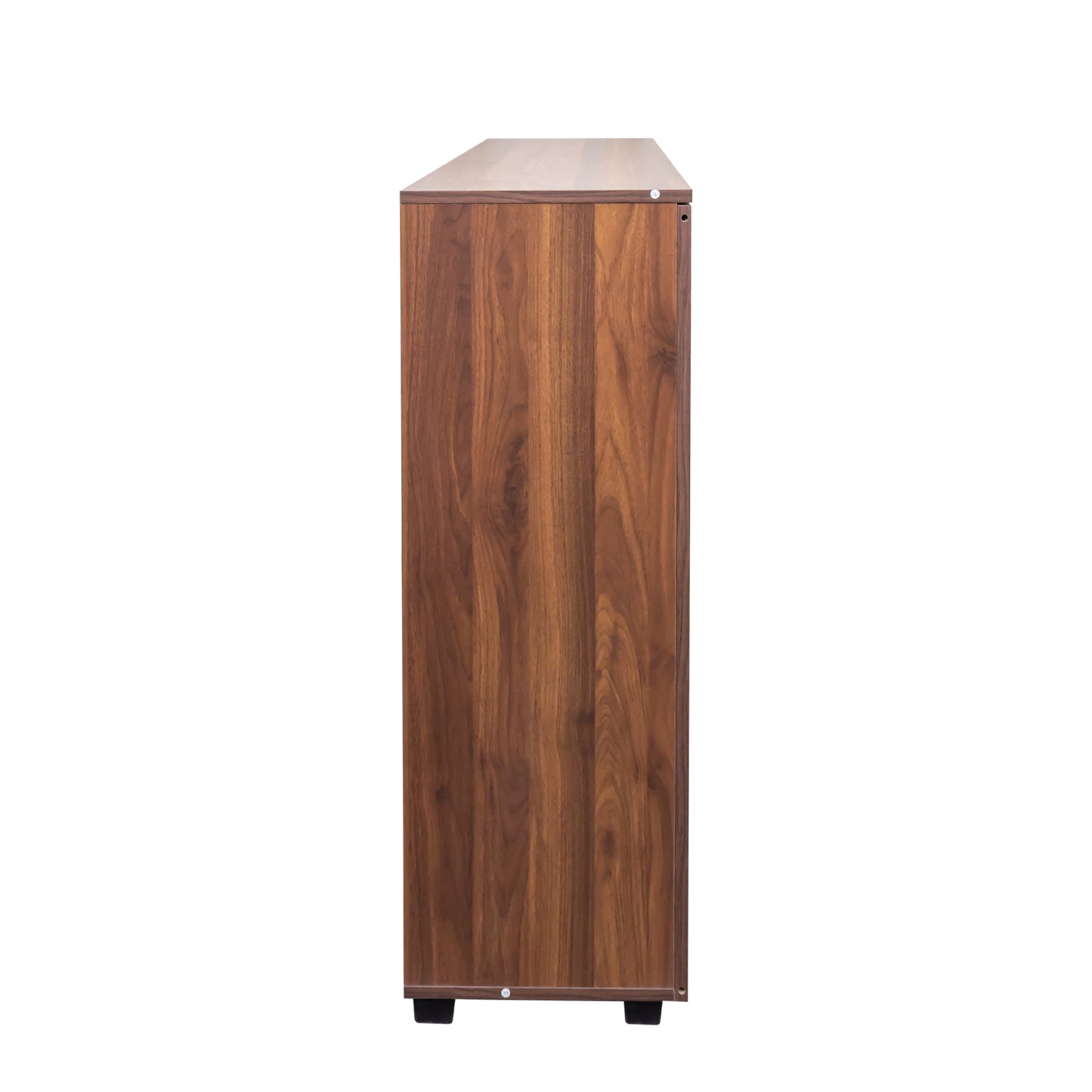 VIYET 38.7" 5-Tier Shoe Cabinet, Walnut Particle Board+MDF Organizer w/ Adjustable Shelves & Louvered Doors