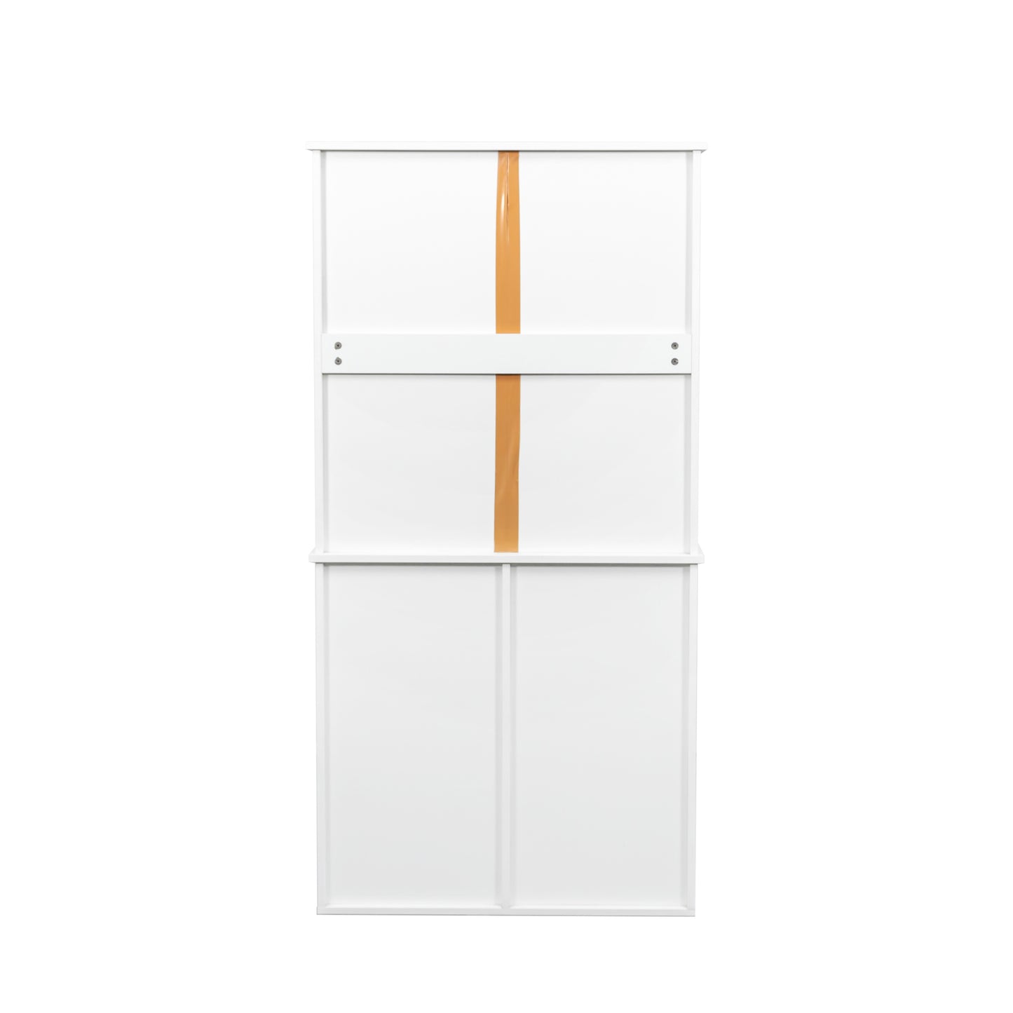 VIYET 63" White Freestanding Laundry Cabinet-Particle Board+MDF, Tilt-Out Hamper, Adjustable Shelves & Multiple Storage