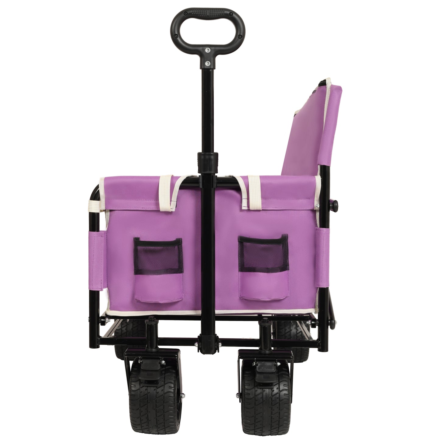 VIYET 3-in-1 Convertible Folding Wagon Cart with Bench Seat & Storage, 500lbs Heavy-Duty 180L Utility Wagon, All-Terrain Wheels for Camping Beach Sports Garden, Purple