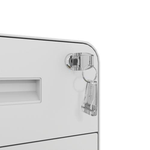 VIYET 23"H Mobile File Cabinet with Lock - All-Steel Fully Assembled, Anti-Tip Design & Locking Casters, Fits A4/Letter, for Home/Office (Black+White)