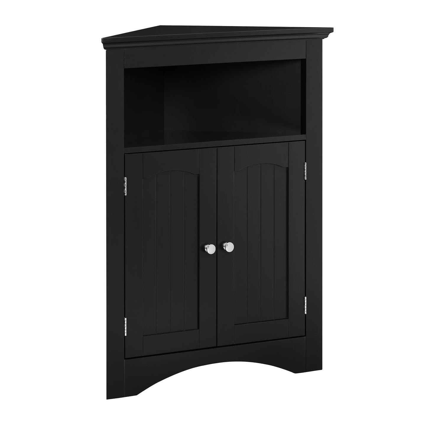 VIYET 32" Multifunctional Corner Cabinet - Black MDF, Freestanding, Doors & Adjustable Shelves