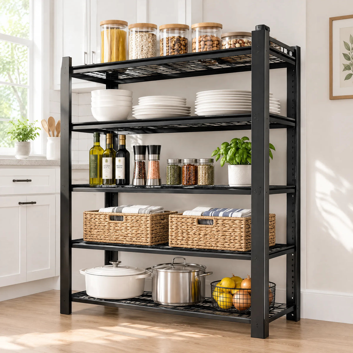 VIYET 72" Heavy Duty Metal Garage Shelving Unit, 5 Tier Adjustable Storage Rack with 3000 LBS Capacity, Steel Shelves for Garage, Pantry & Warehouse