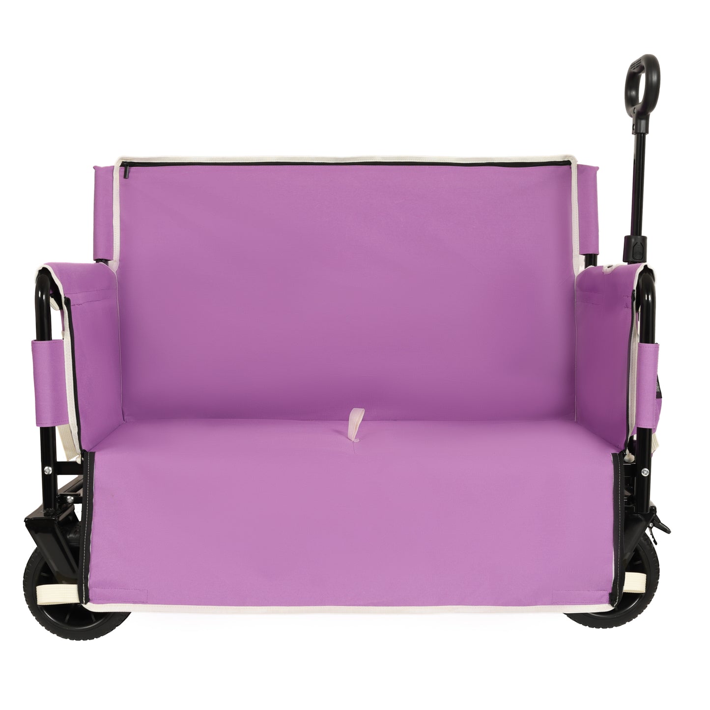 VIYET 3-in-1 Convertible Folding Wagon Cart with Bench Seat & Storage, 500lbs Heavy-Duty 180L Utility Wagon, All-Terrain Wheels for Camping Beach Sports Garden, Purple