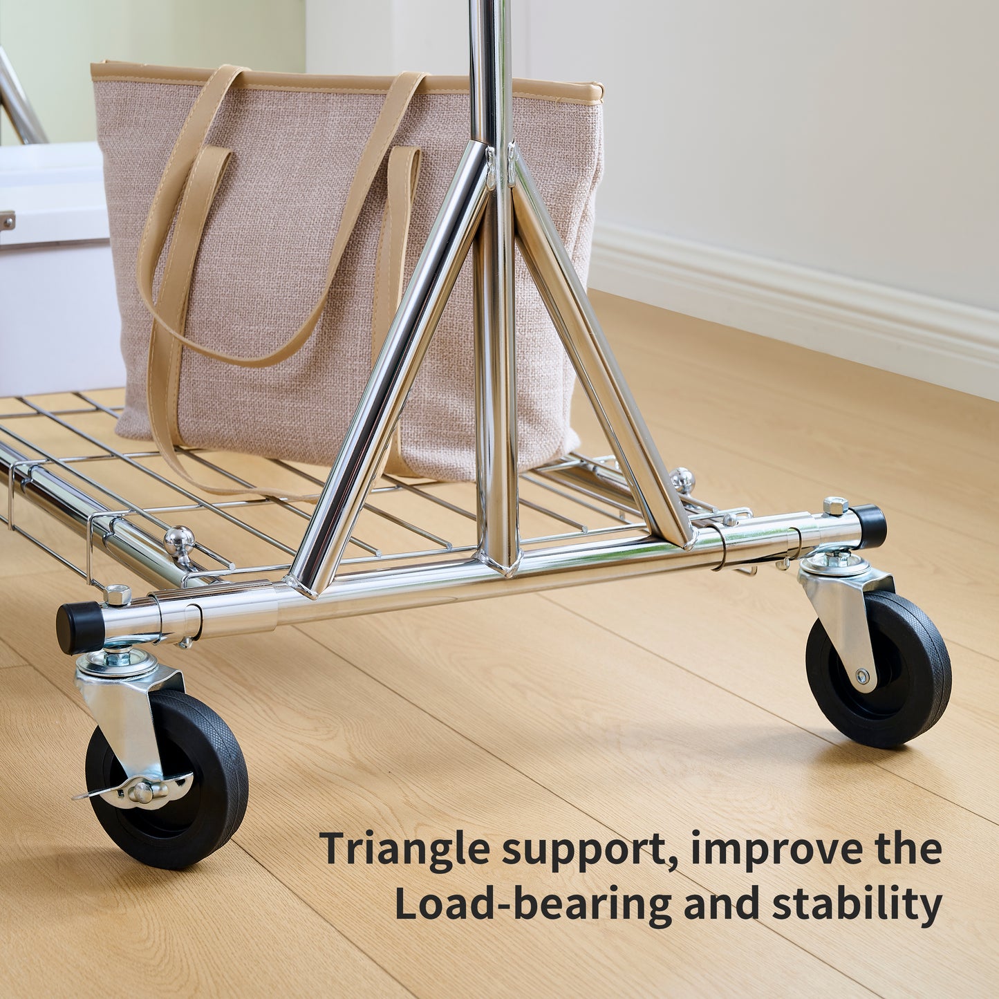 VIYET 68" 600LBS Heavy-Duty Rolling Clothes Rack, Collapsible Iron Commercial Garment Rack (Portable Hanger for Bedroom)