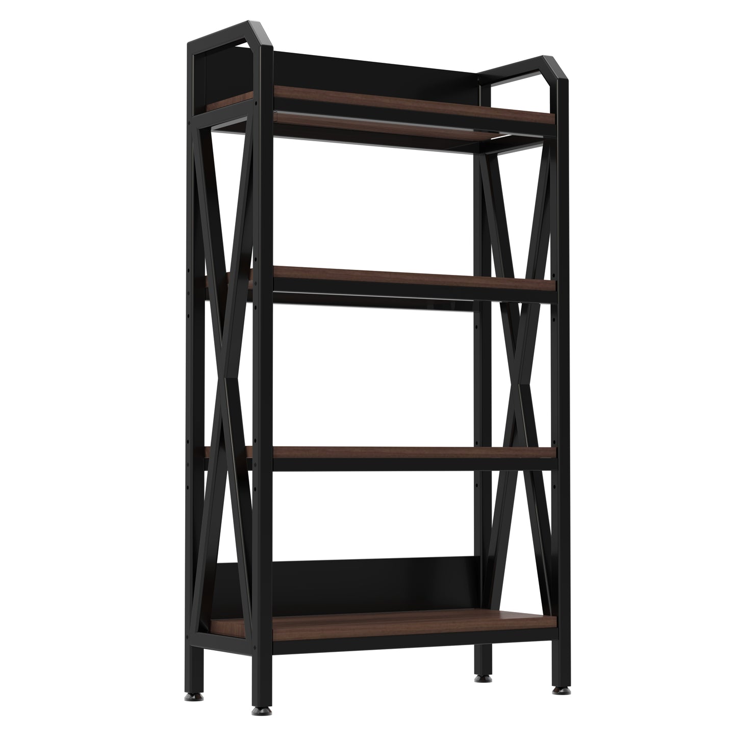 VIYET 56.3"H 4-Level Bakers Rack, Metal & Wooden Kitchen Storage Shelf (Adjustable Multi-Scene Organizer for Garage/Pantry/Bathroom)