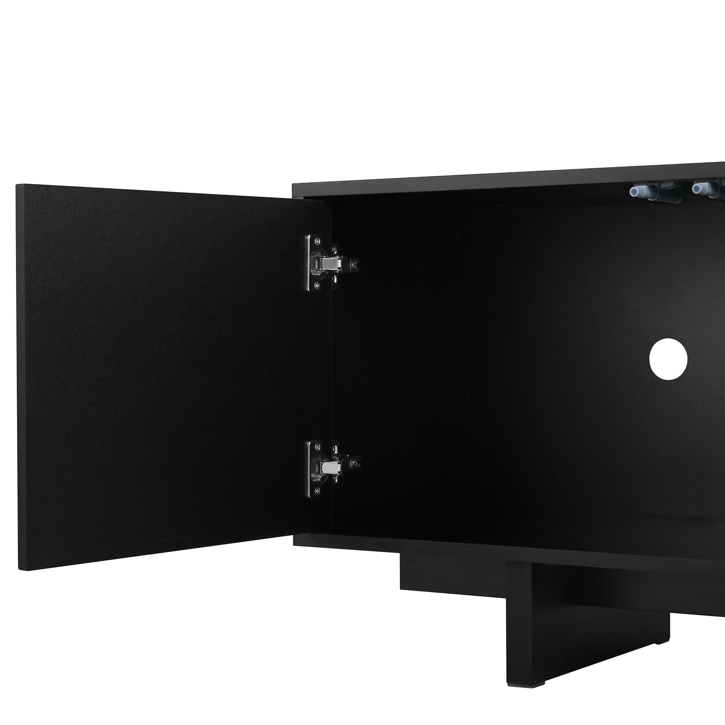 VIYET 69.6"Retro Wood Grain TV Stand for TVs up to 75", Rustic Media Console w/ Wavy Doors & Cable Management, Black