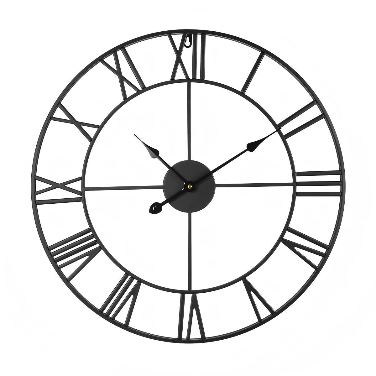 Wall Clock, 24 in Wall Clock Roman Numerals, Battery Operated Non Ticking Silent Classic Decorative Round Clocks, for Li