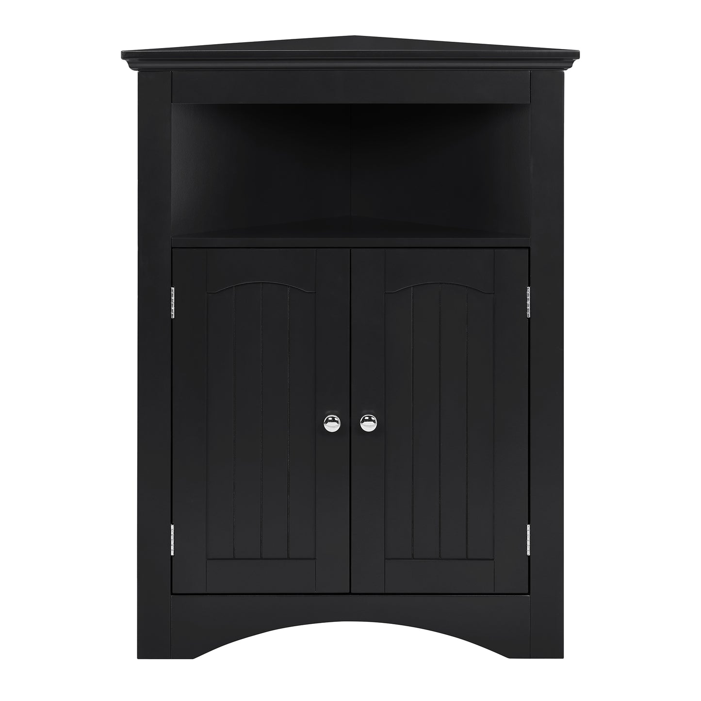 VIYET 32" Multifunctional Corner Cabinet - Black MDF, Freestanding, Doors & Adjustable Shelves