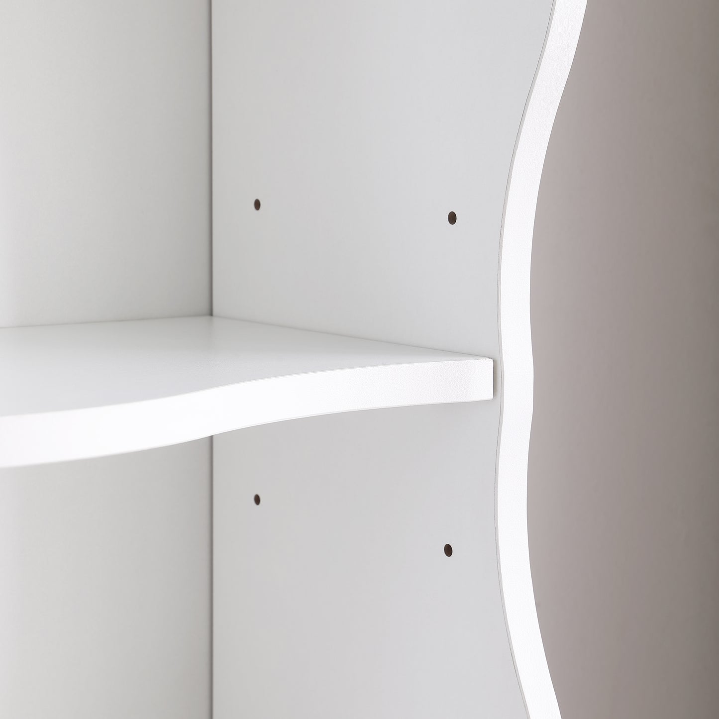 VIYET 71" 8-Tier Ultra-Thin Adjustable Bookshelf,White MDF Display Rack w/ Wavy Border (Detachable Home Office Organizer)