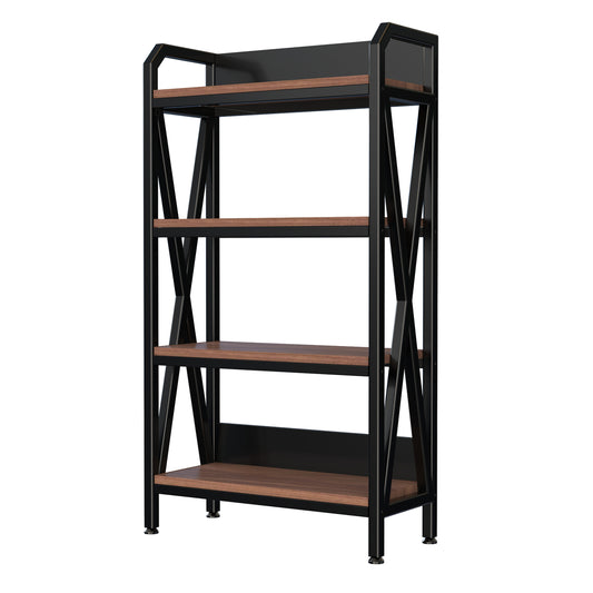 VIYET 56.3"H 4-Level Bakers Rack, Metal & Wooden Kitchen Storage Shelf (Adjustable Multi-Scene Organizer for Garage/Pantry/Bathroom)