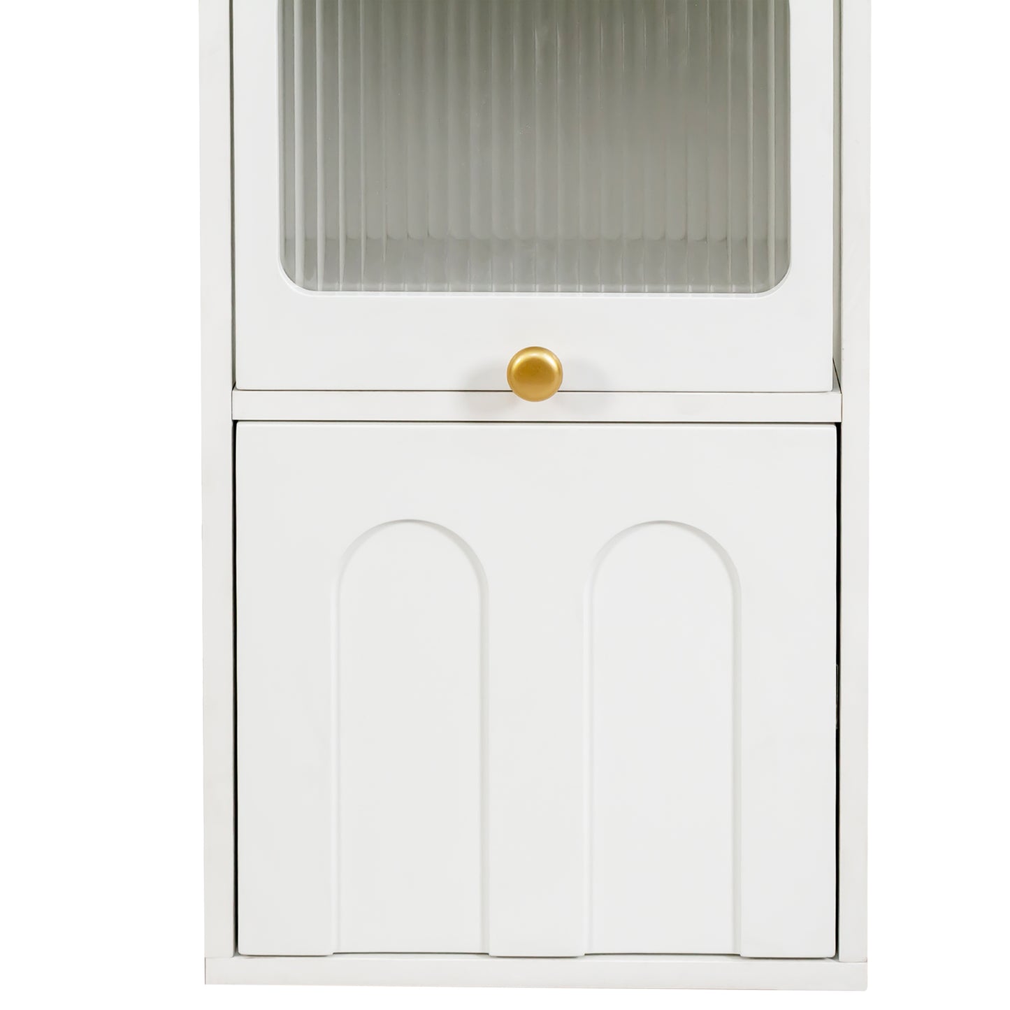 VIYET 71" Tall Narrow Storage Cabinet - White Particle Board+MDF, 1 Door & 2 Drawers, Kitchen Use