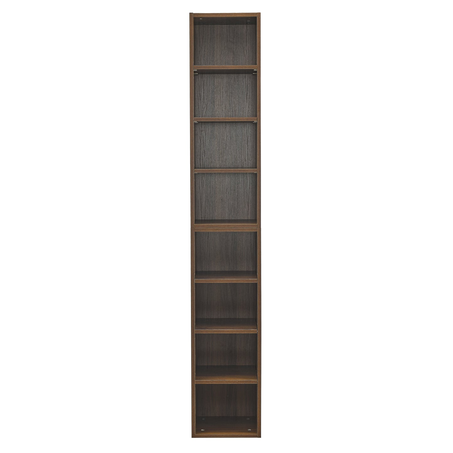 VIYET 11.6"×9.3"×70.9" 8-Tier Media Tower Rack - Walnut MDF, Adjustable Shelves