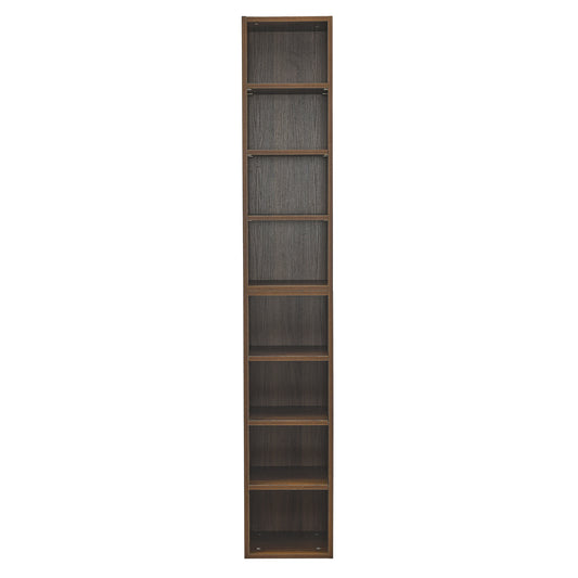 VIYET 11.6"×9.3"×70.9" 8-Tier Media Tower Rack - Walnut MDF, Adjustable Shelves
