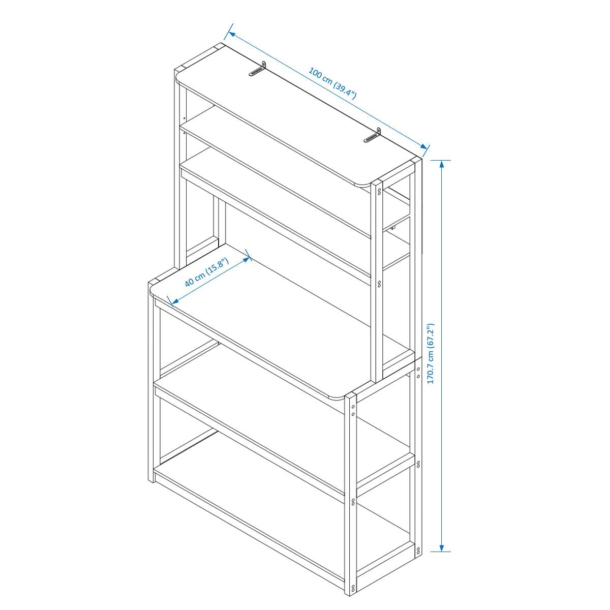 VIYET 67" 5-Tier Bakers Rack (Black & White), Particle Board Kitchen Storage Shelf (Microwave Stand & Coffee Bar Organizer)