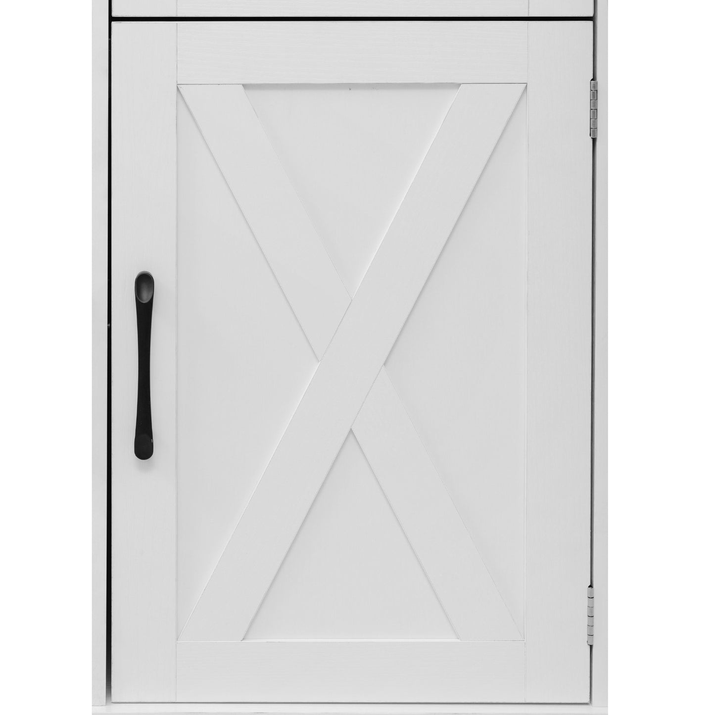 VIYET 39" K&K Farmhouse Rolling Kitchen Island, White MDF Cart w/ Bead Drape, Power Outlet & Drop Leaf (3 Doors+3 Drawers+Internal Iron Shelf)