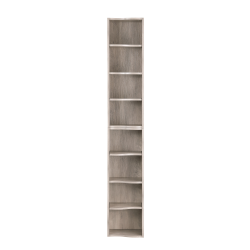 VIYET 71" 8-Tier Ultra-Thin Adjustable Bookshelf, Gray MDF Display Rack w/ Wavy Border (Detachable Home Office Organizer)