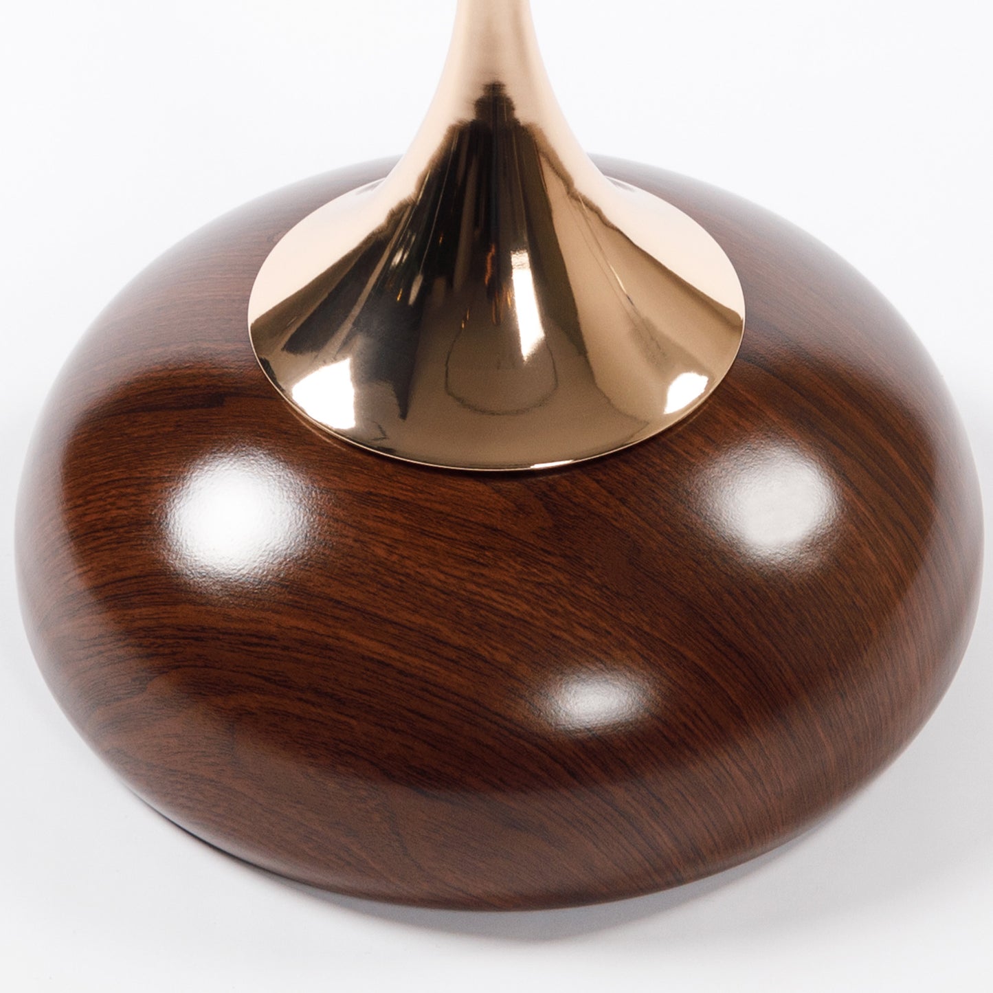 VIYET 21" Mermaid Tail Round End Table, Art Deco Metal Pedestal Accent Table, Minimalist Tray-Style Side Table for Small Spaces (Walnut Brown)