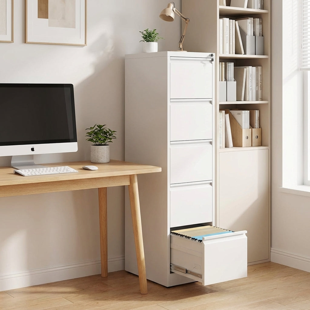 VIYET 64" 5-Drawer Metal Vertical File Cabinet with Lock, Tall Filing Cabinet for Home Office, Fits Letter, Legal & A4 Files