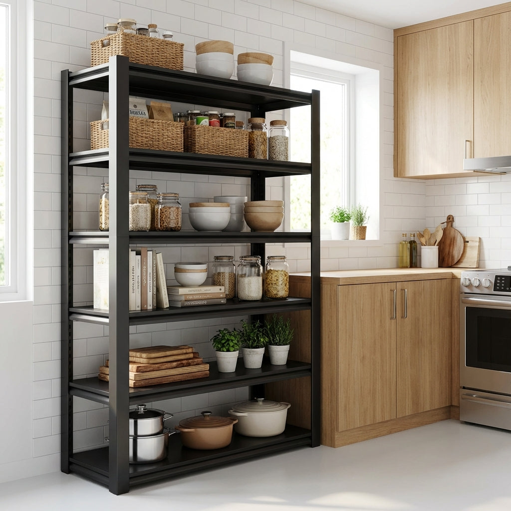 VIYET 82"H 6-Tier Heavy-Duty Metal Storage Shelves - 2400LBS Total (400LBS/Shelf), 48"W×18"D Adjustable, for Garage/Kitchen/Gym/Warehouse (Black+Gray)