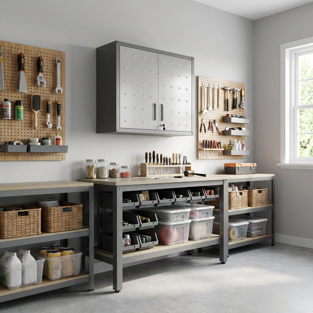 VIYET 30"H Wall-Mounted Metal Storage Cabinet - Adjustable Shelf + Locking Doors, Thickened Alloy Steel, Modern for Garage/Office/Warehouse/Utility Room