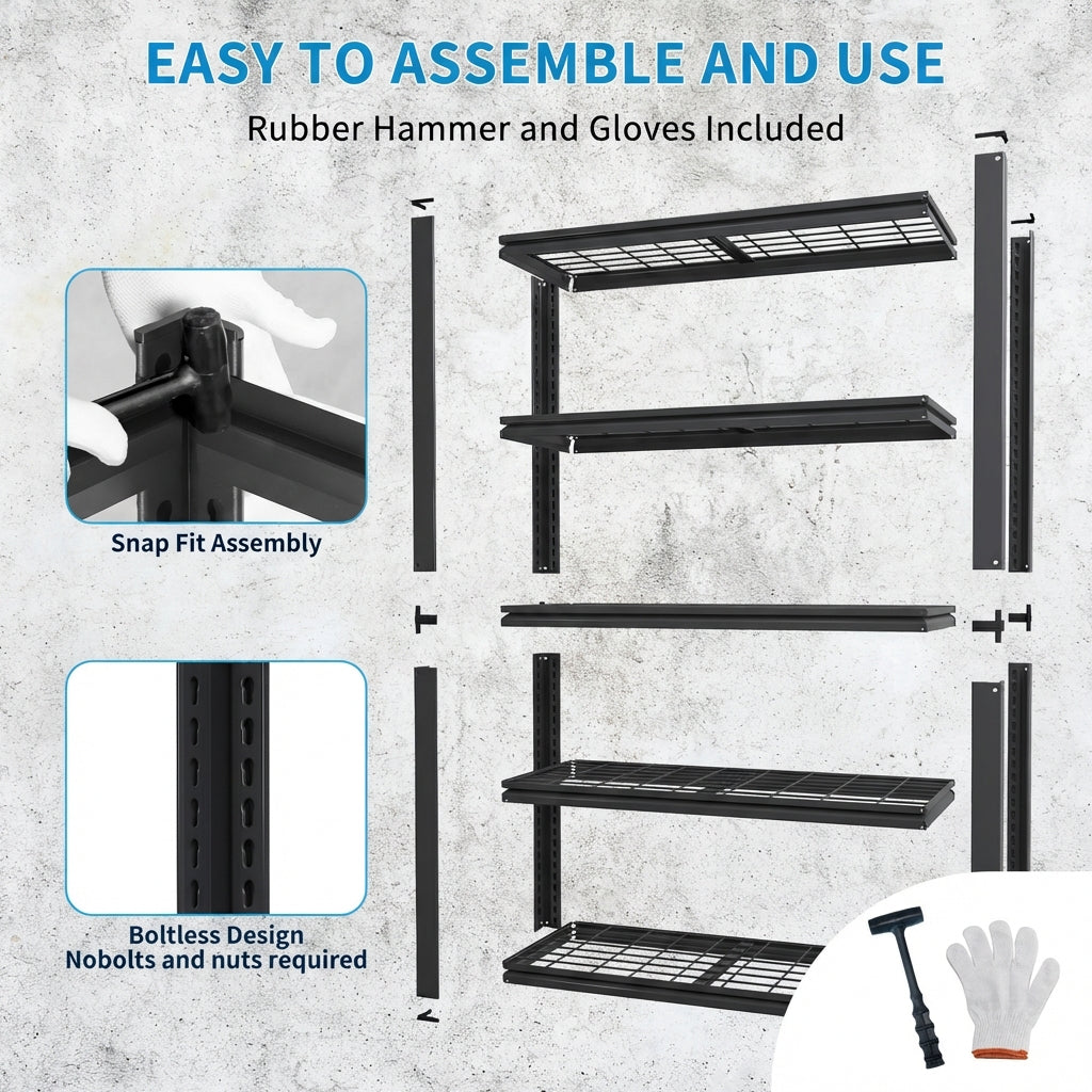 VIYET 72" 5-Tier Metal Wire Shelving Unit, Adjustable Heavy Duty Storage Rack with 2000LBS Capacity, Steel Shelf Organizer for Garage, Pantry, Kitchen