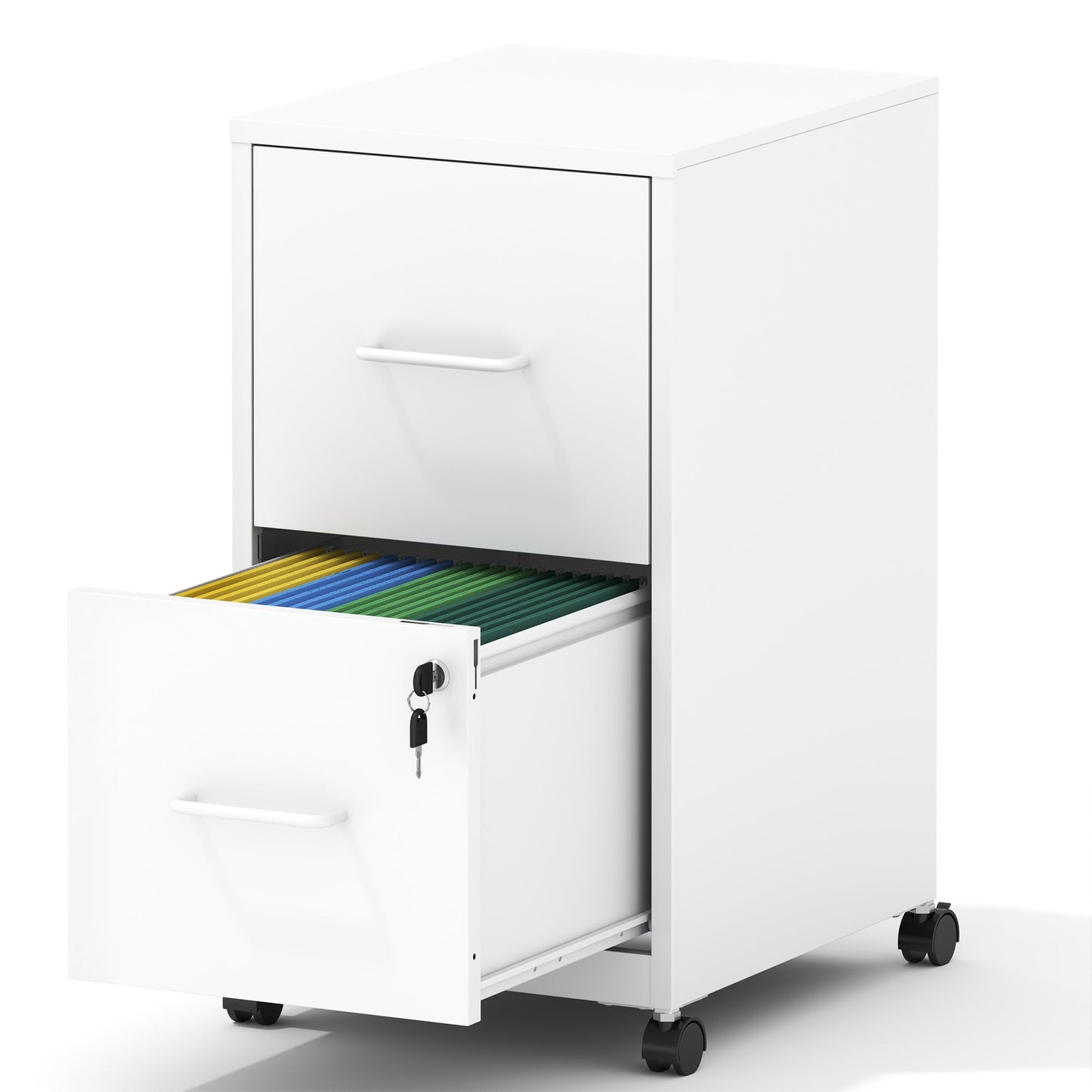 VIYET 25"H 2-Drawer Mobile Lockable File Cabinet with Wheels, Metal Under Desk Rolling Cabinet Fits Letter/Legal/A4