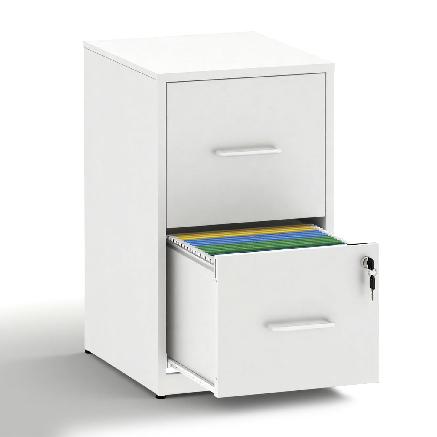 VIYET 25" White 2-Drawer Metal File Cabinet with Lock, Vertical Filing Cabinet for Home Office, Fits Letter Legal & A4 Files