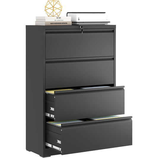VIYET 52" Tall Lockable Lateral File Cabinet, Heavy-Duty Metal Office Storage with Quiet Full-Extension Drawers, Fits Letter, Legal & A4