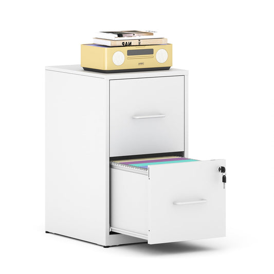 VIYET 25" White 2-Drawer Metal File Cabinet with Lock, Vertical Filing Cabinet for Home Office, Fits Letter Legal & A4 Files