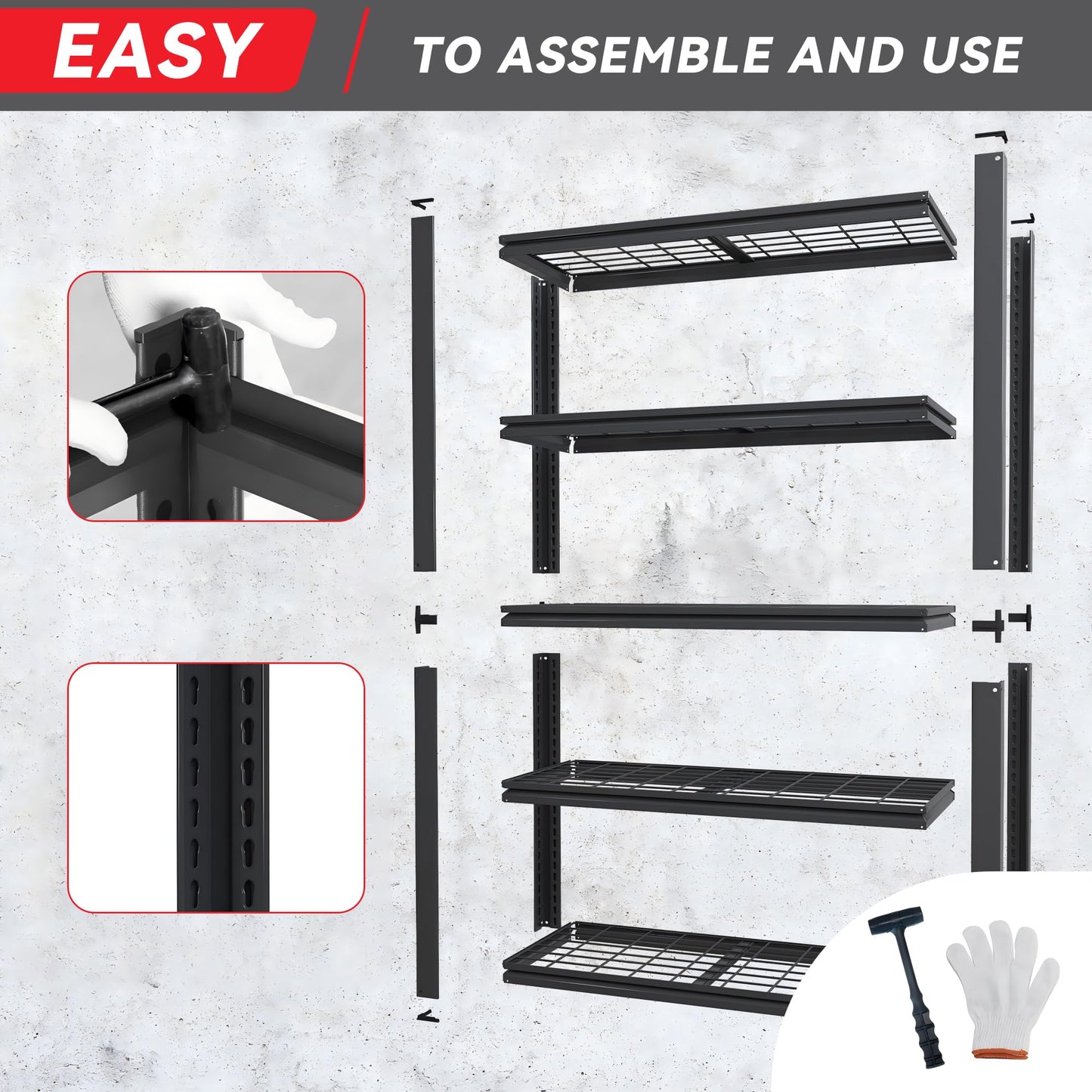 VIYET 72" 5-Tier Heavy-Duty Metal Mesh Shelving Rack - 2000lbs Total Capacity Adjustable Storage for Pantry, Garage & Kitchen, Black