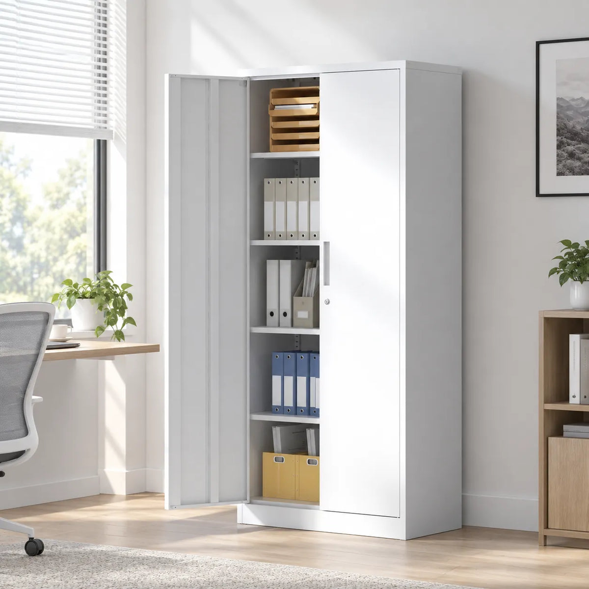 VIYET 71" Metal Storage Cabinet, Lockable Steel Utility Cabinet with 4 Adjustable Shelves, 180 Lbs per Shelf, Double Doors for Office & Pantry
